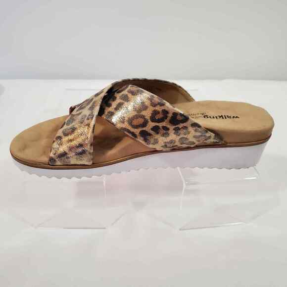 Walking Cradles Sandals Women's 8.5 Hudson Metallic Leopard Leather Slip On New - Picture 11 of 13